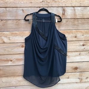 Draped Navy Tank Top PLUS SIZE